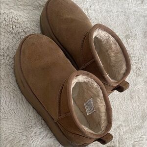 UGG Chestnut Suede Boots with Shearling